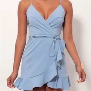 Lucy in the sky Carisa Ruffle Dress in Pastel Blue